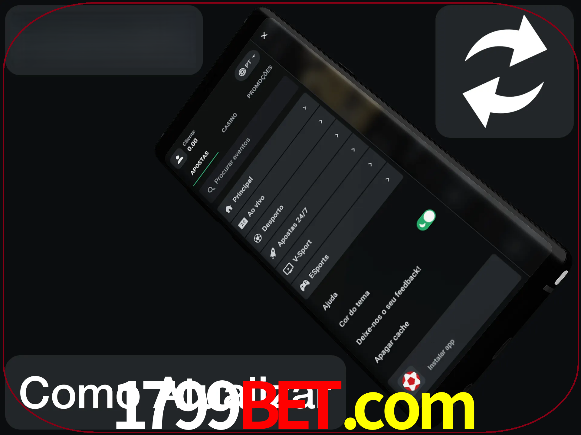 O aplicativo é atualizado automaticamente quando você faz o login.